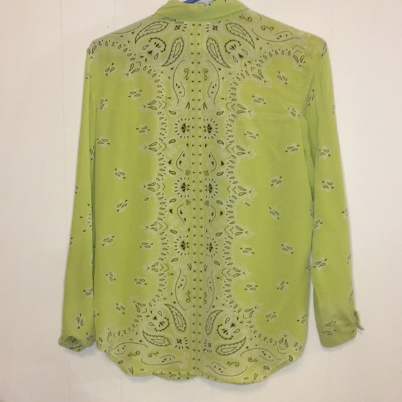 Lime Green Paisley Button Up - Picture 2 of 6
